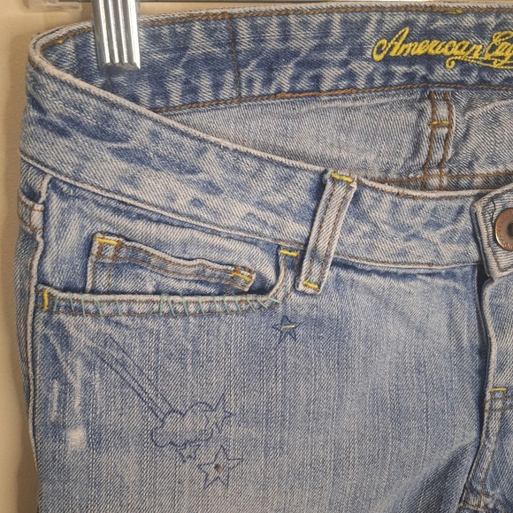 Vintage American Eagle micro zip floral Embroidered denim bermuda shorts SZ  2 - Picture 3 of 10